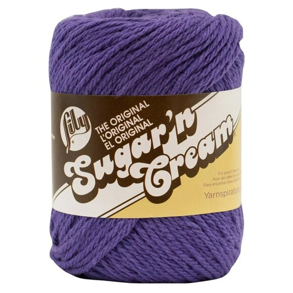 Lily Spinrite Sugars N Cream Yarn Solids "Grape" For Knitting & Crocheting - Picture 1 of 2